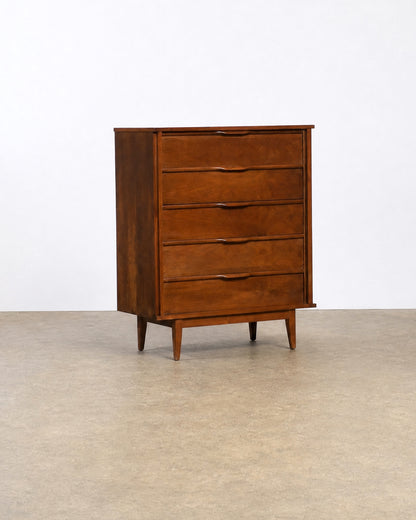 Additional angle of the walnut tallboy dresser highlighting overall proportions and finish.