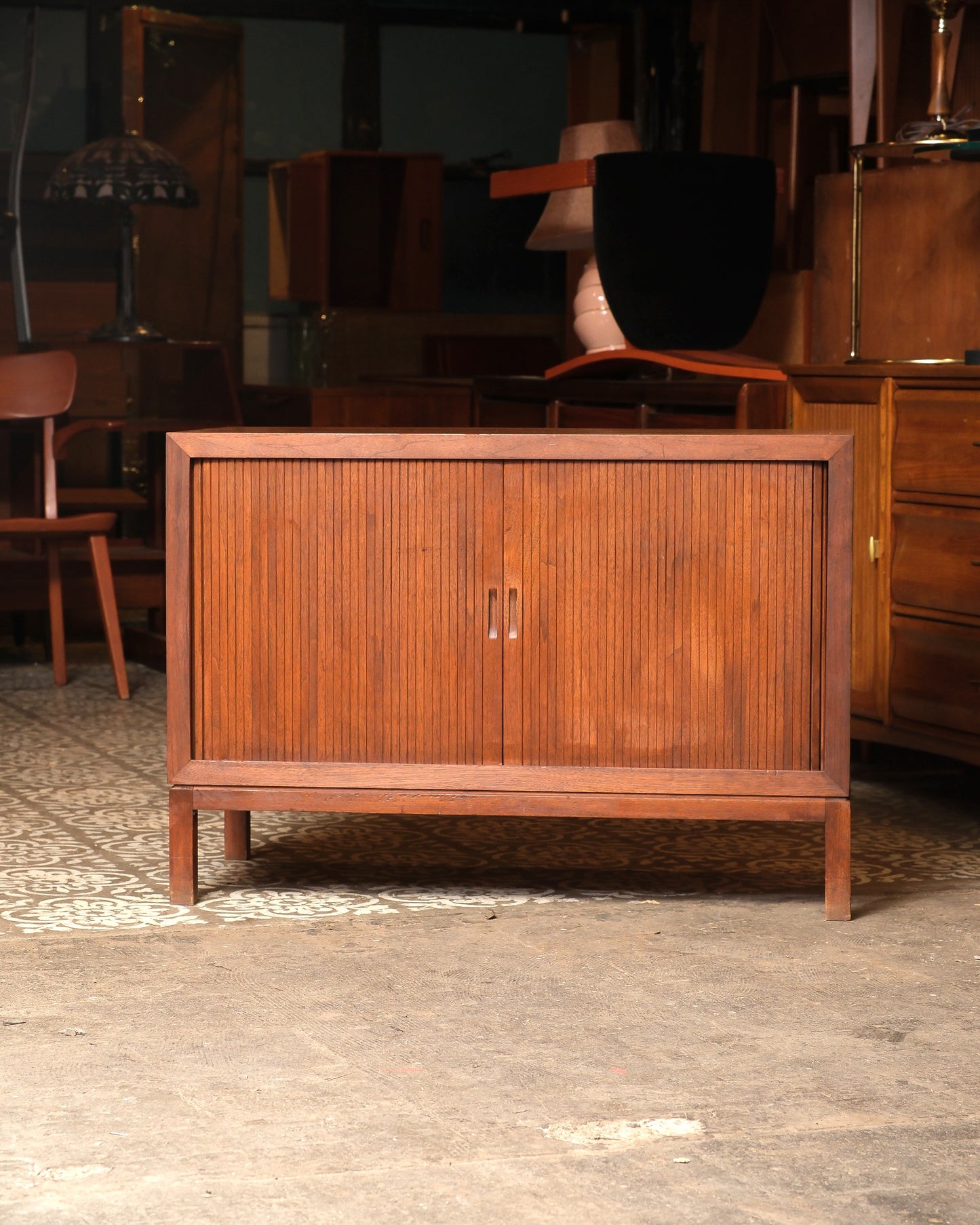 MCM Walnut Tambour Door Cabinet by B.K. Johl Inc.