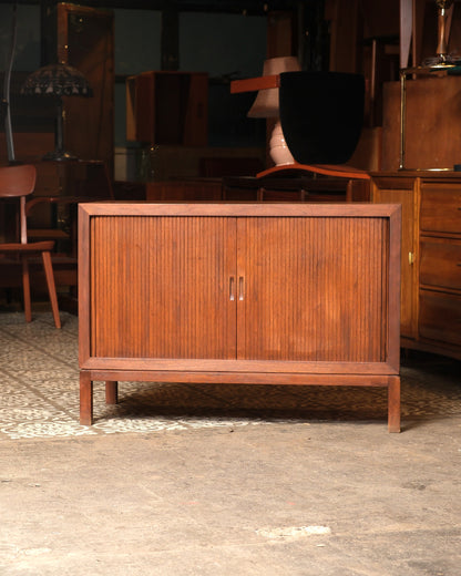 MCM Walnut Tambour Door Cabinet by B.K. Johl Inc.