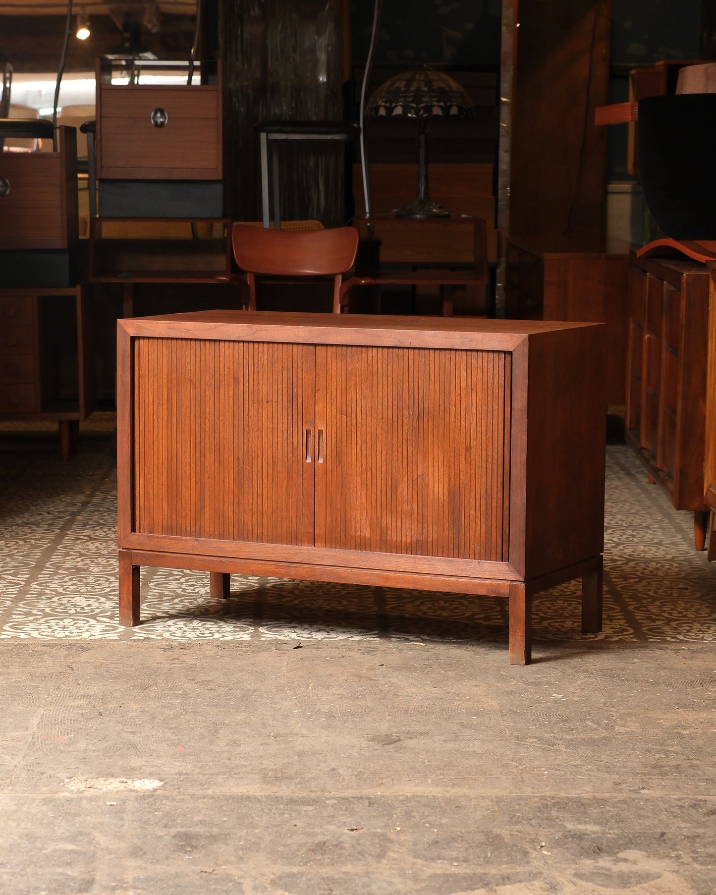 MCM Walnut Tambour Door Cabinet by B.K. Johl Inc.