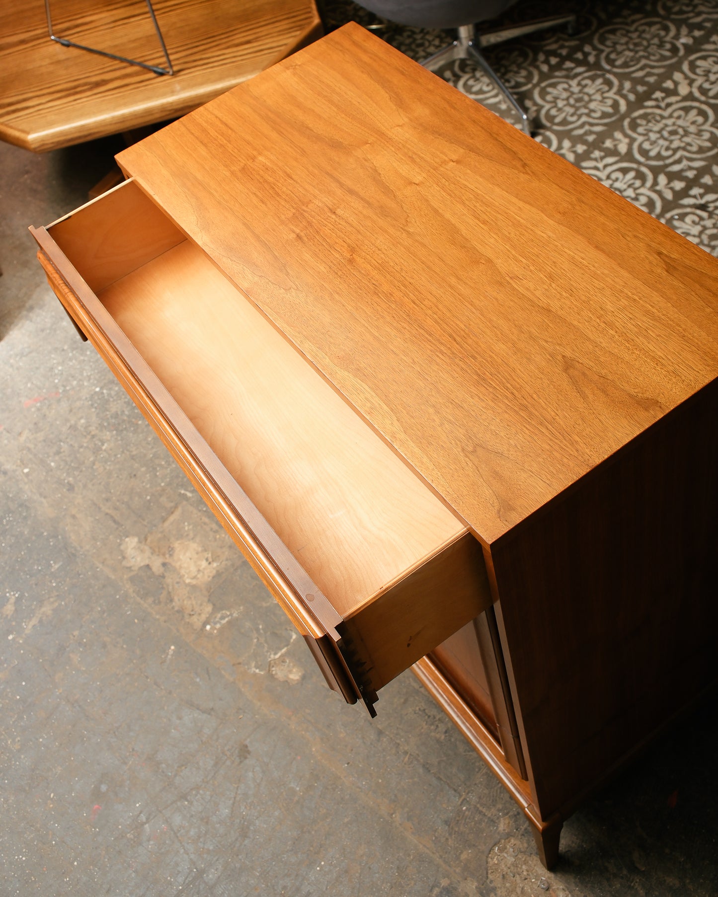 MCM Walnut Tallboy Dresser (1960s)