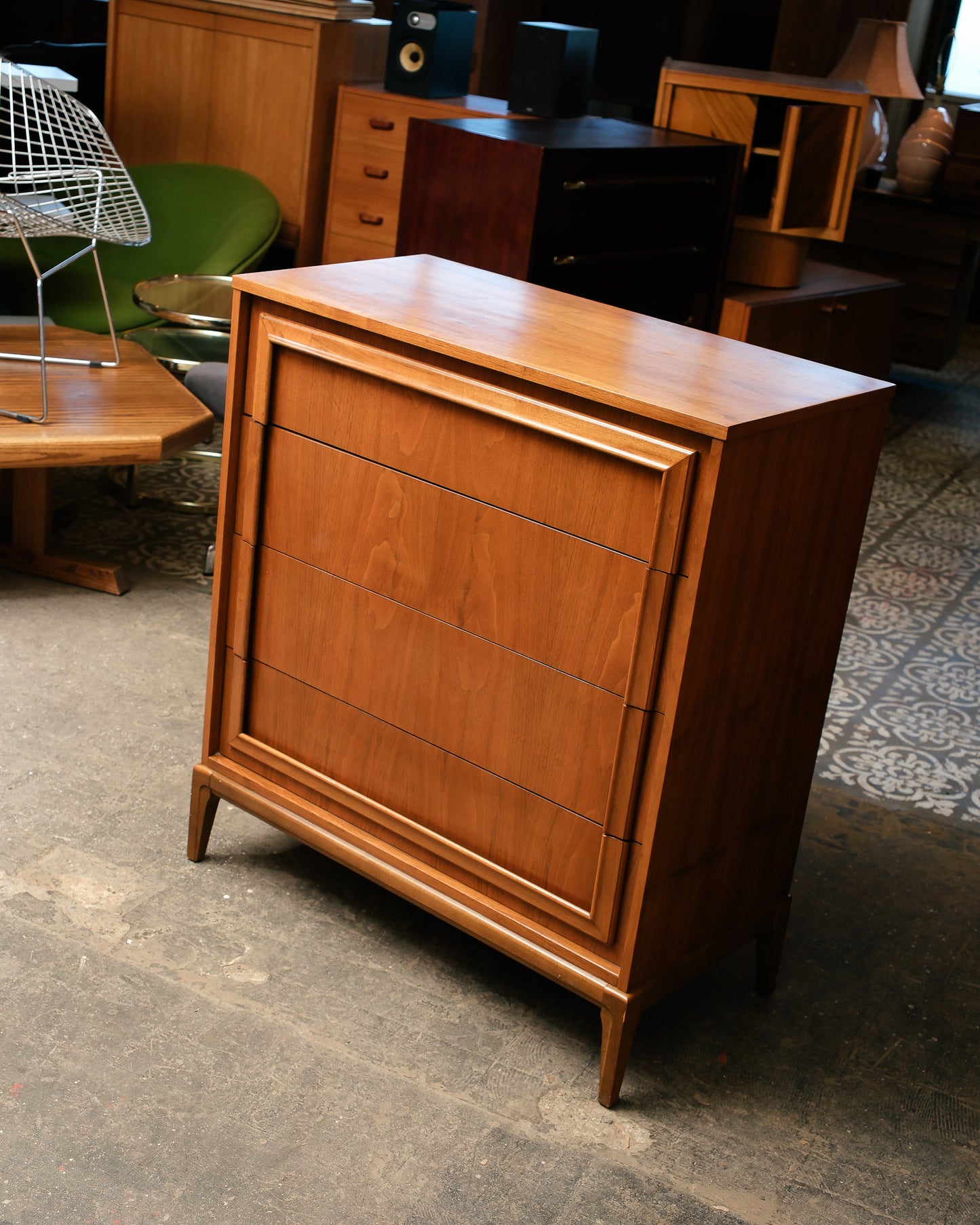 MCM Walnut Tallboy Dresser (1960s)