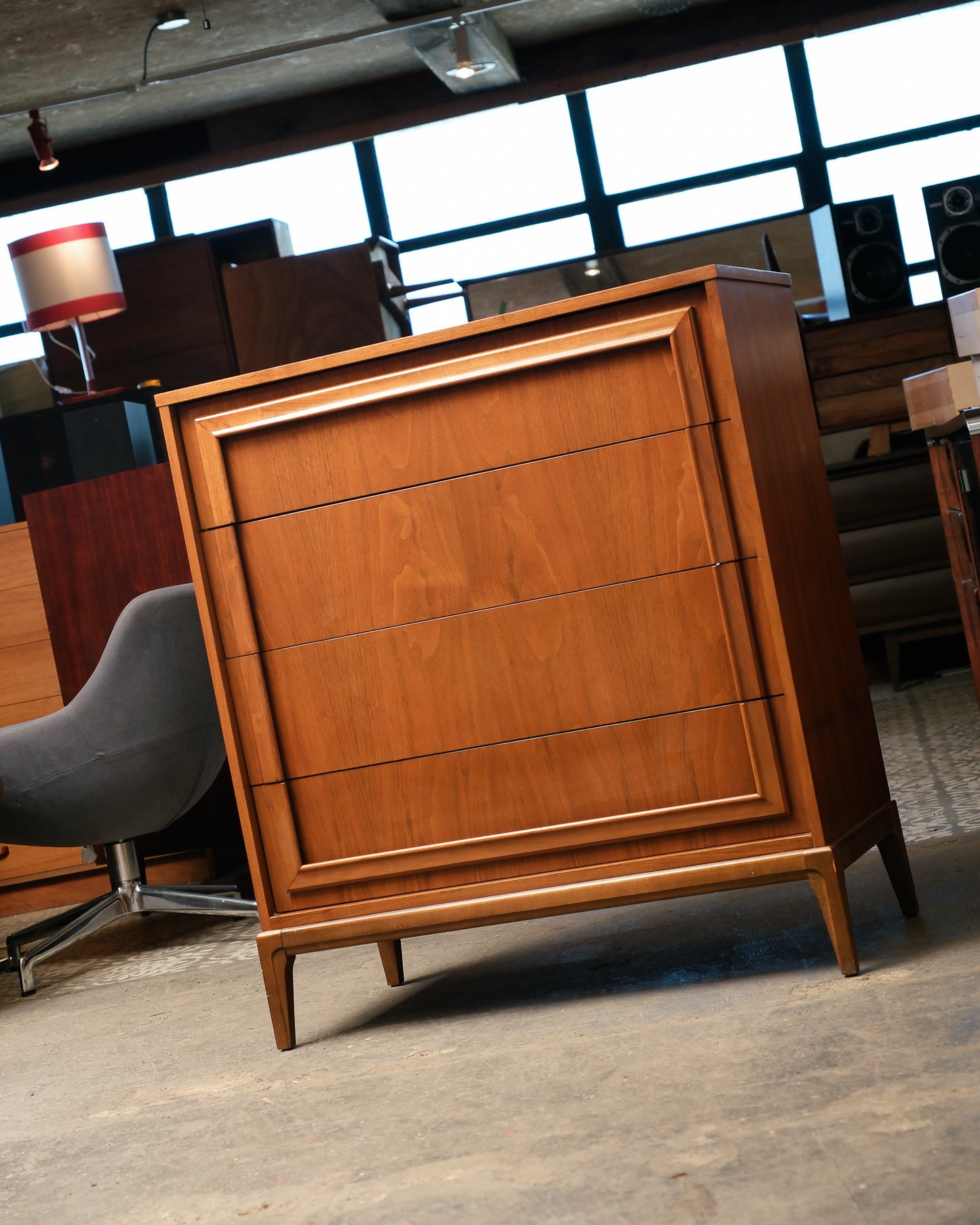 MCM Walnut Tallboy Dresser (1960s)