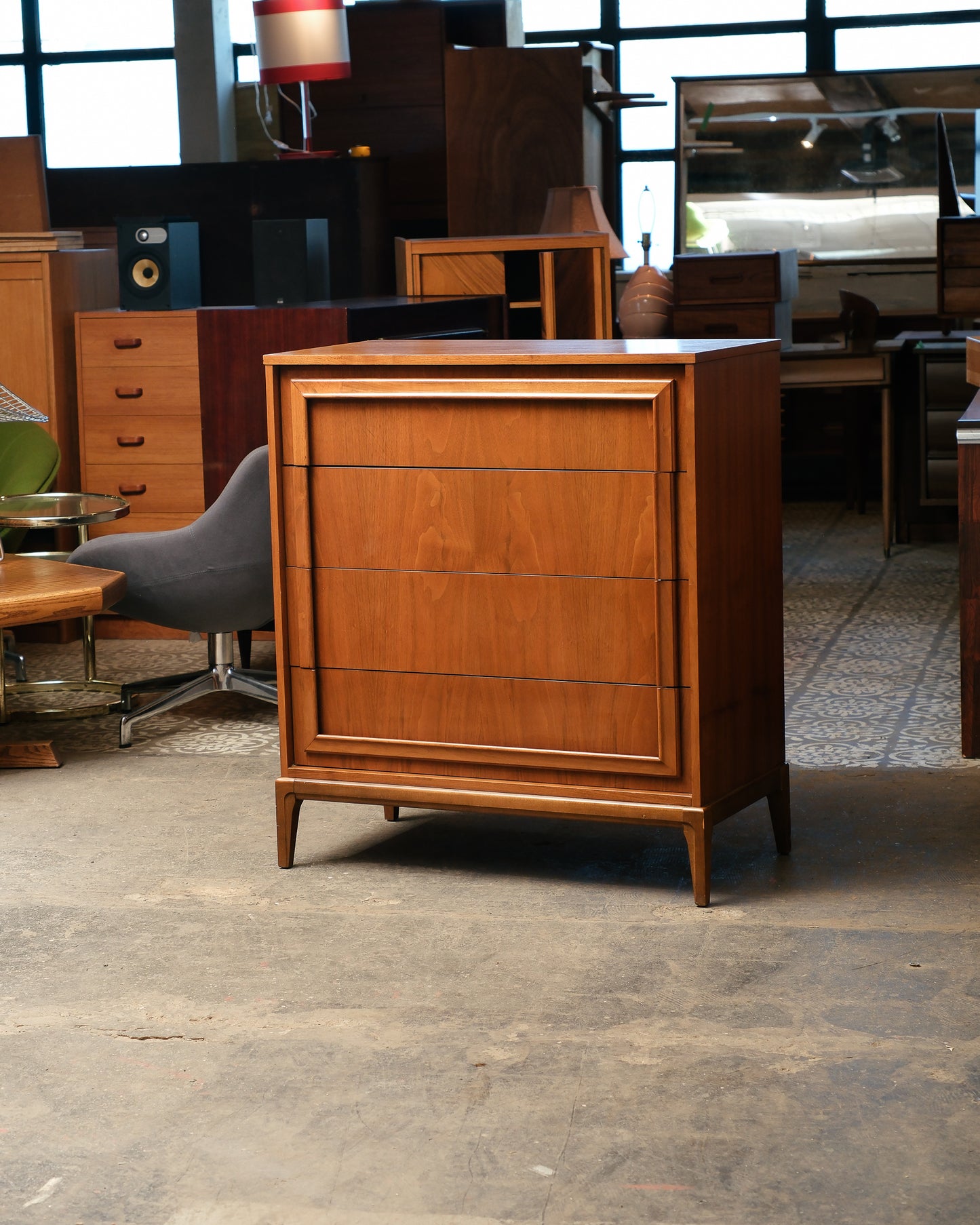 MCM Walnut Tallboy Dresser (1960s)