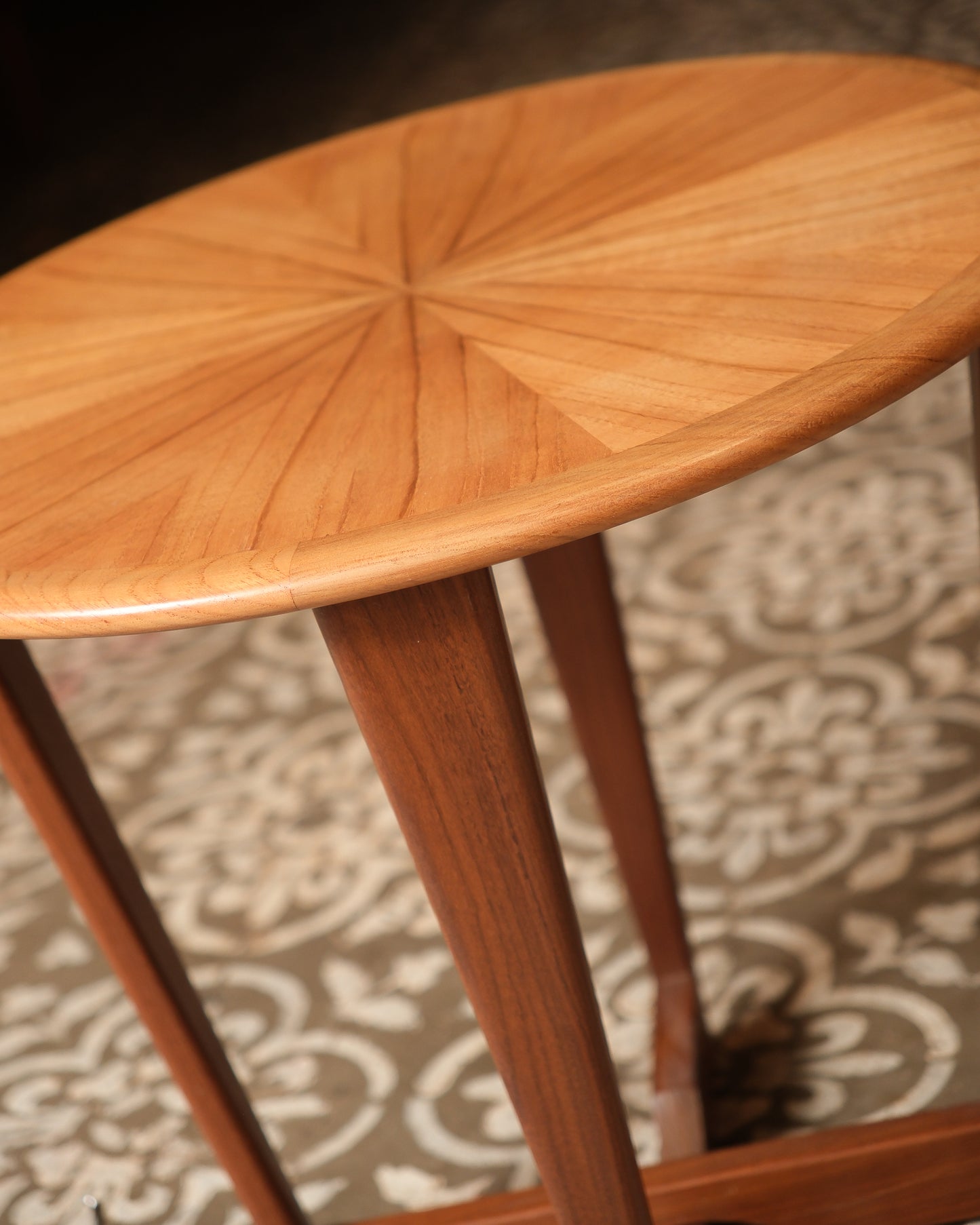 Mid-Century Starburst Round Side Table