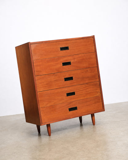 Front view of the dresser showing all five drawers aligned.
