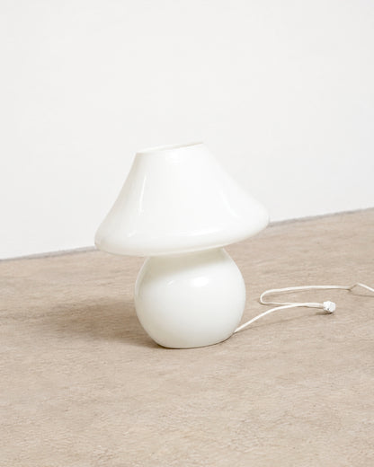 Murano mushroom lamp shown against a plain background with its cord and plug visible.