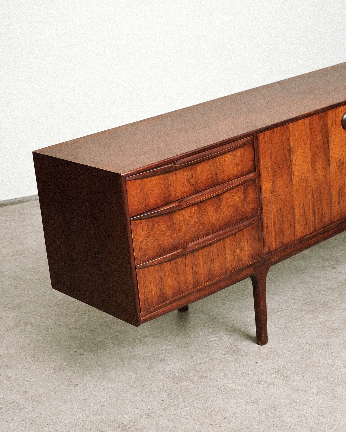 Wide shot of the sideboard in the shop setting, showing overall proportions.