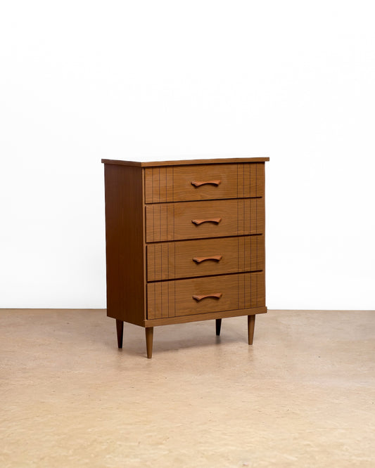 MCM Walnut Tallboy Dresser