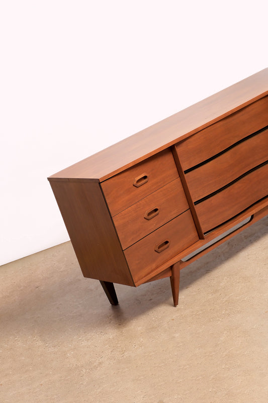 MCM Refurbished Wide Walnut Dresser