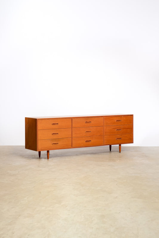 MCM Teak Minimalist Dresser By Domino Møbler