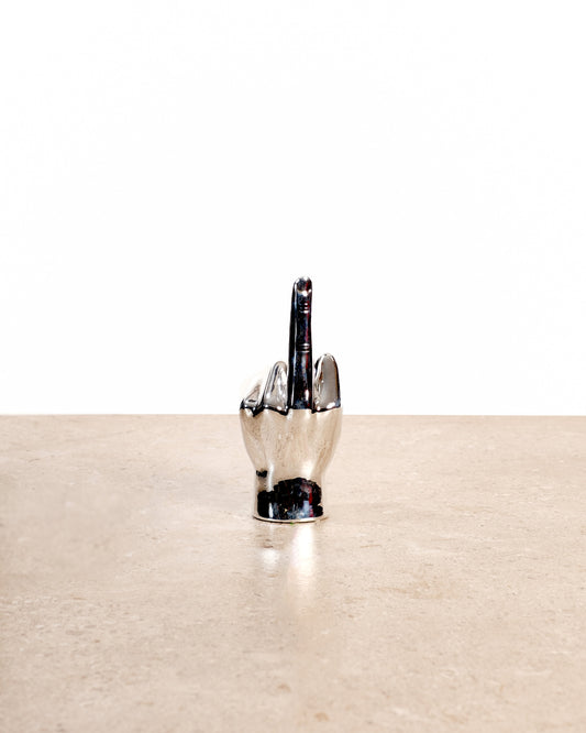 Silver Middle Finger Tabletop Sculpture