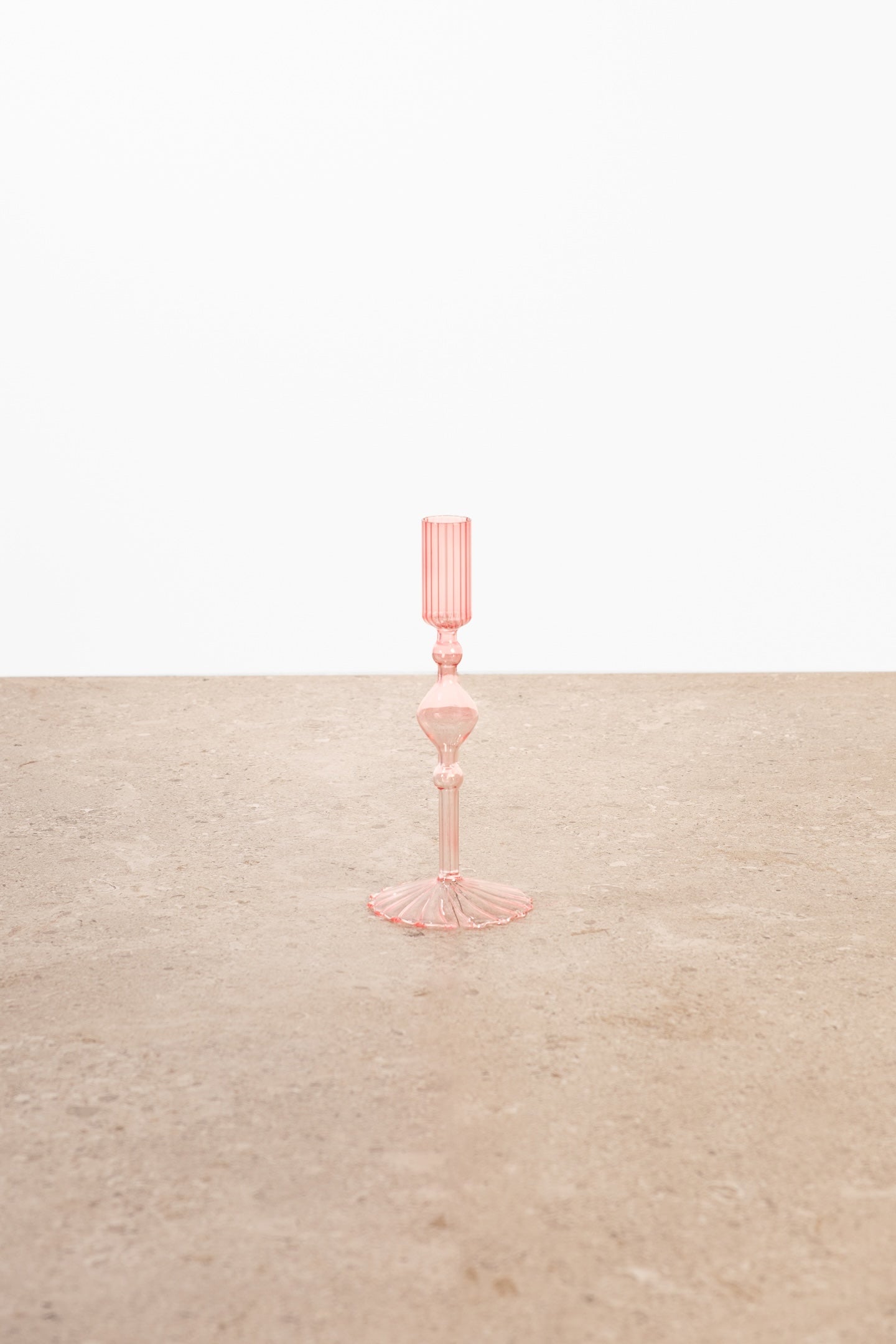 Pink Glass Minimalist Candle Holder
