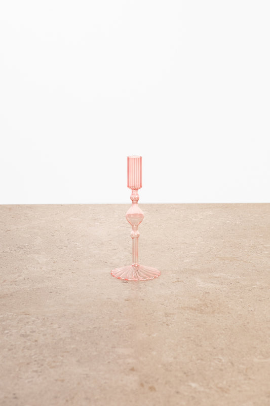 Pink Glass Minimalist Candle Holder