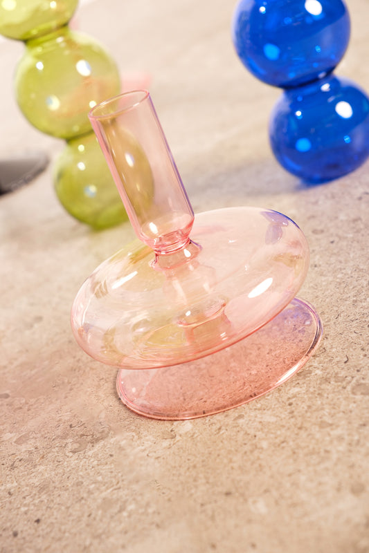 Pink Minimalist Glass Candle Holder