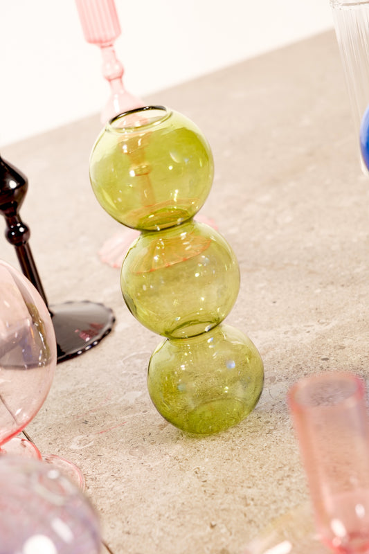 Olive Green Glass Vase Plant Holder