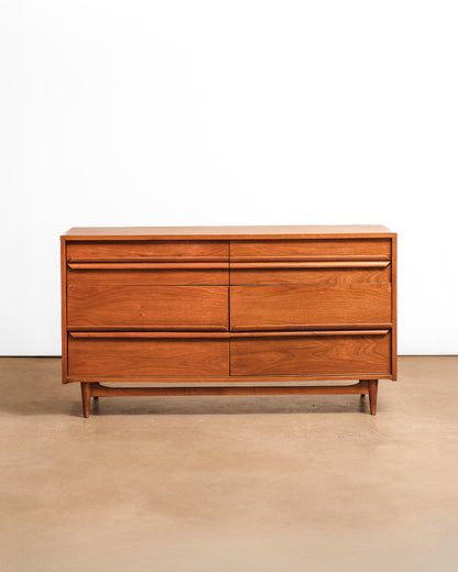 MCM Solid Walnut Wide Dresser By Gibbard