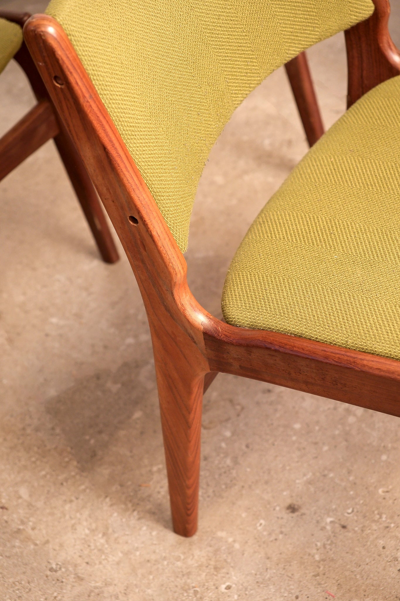 MCM Teak Chair Set With Green Upholstery
