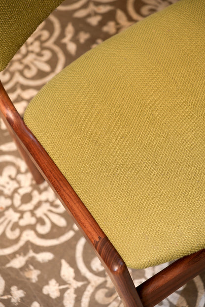 MCM Teak Chair Set With Green Upholstery