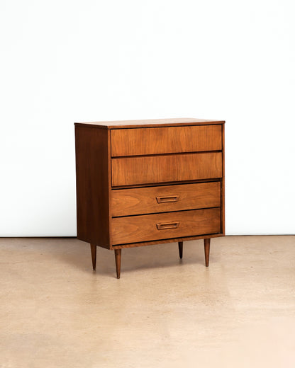 MCM Dark Walnut Tallboy Dresser By Vic Art