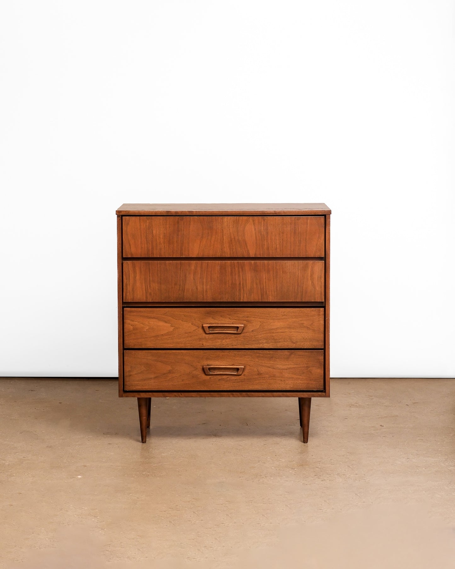 MCM Dark Walnut Tallboy Dresser By Vic Art