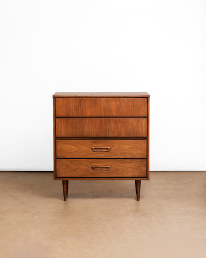 MCM Dark Walnut Tallboy Dresser By Vic Art