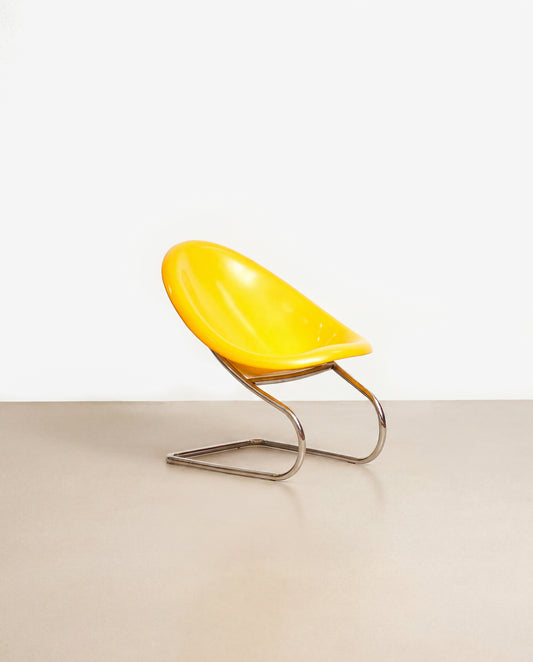 Space Age Chrome Yellow Chair