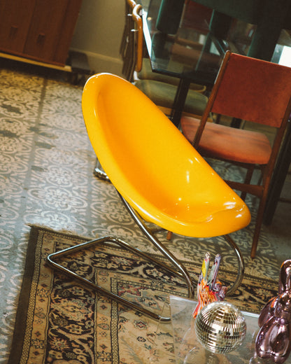 Space Age Chrome Yellow Chair