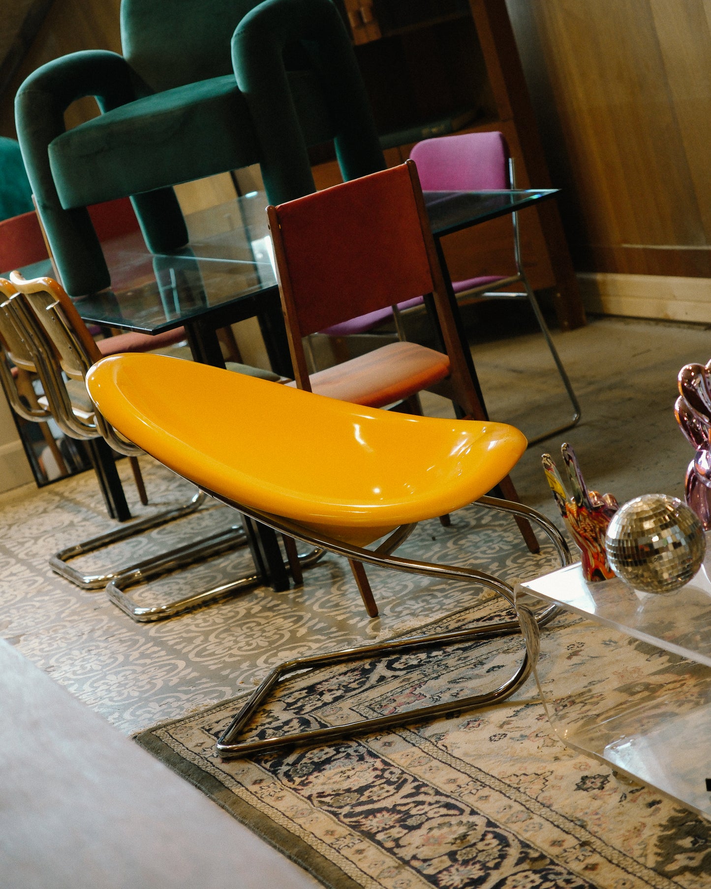 Space Age Chrome Yellow Chair