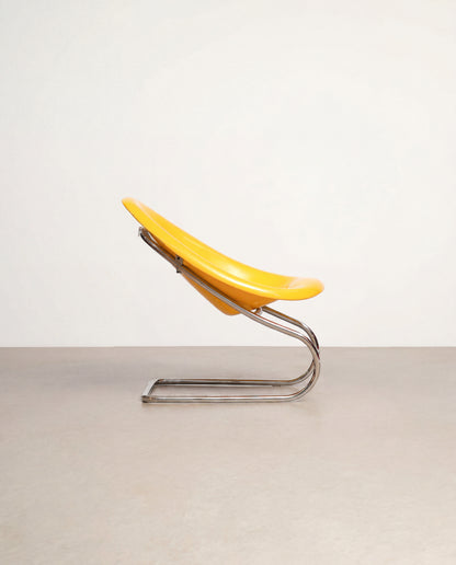 Space Age Chrome Yellow Chair
