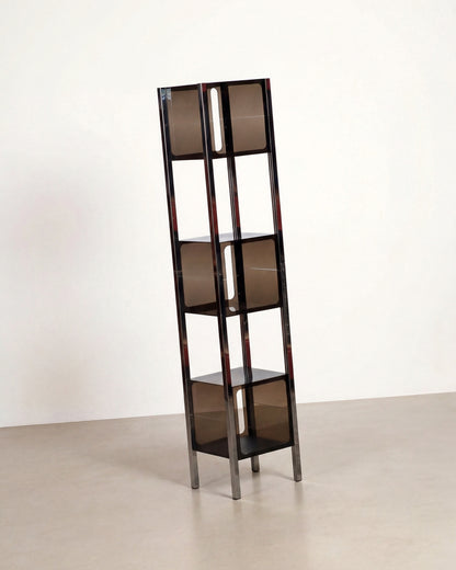 Vintage Space Age Smoked Acrylic & Chrome Display Shelf (1970s)