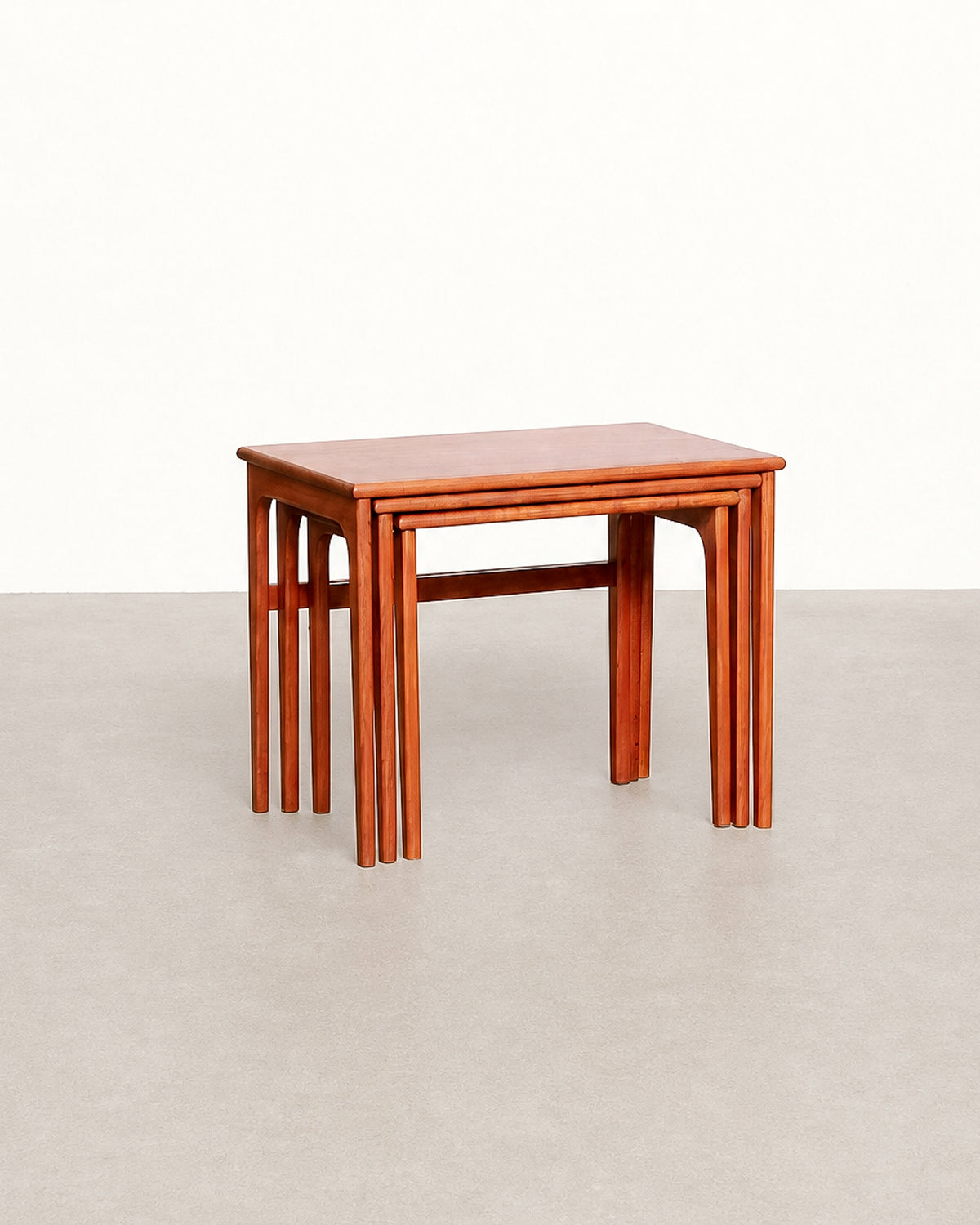 View of the tables partially nested together from a low angle