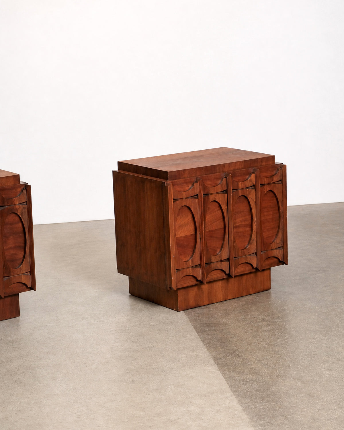 Tobago Brutalist Dark Walnut Nightstand Set