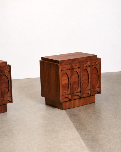 Tobago Brutalist Dark Walnut Nightstand Set