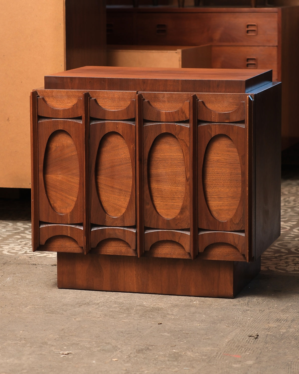 Tobago Brutalist Dark Walnut Nightstand Set