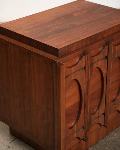 Tobago Brutalist Dark Walnut Nightstand Set