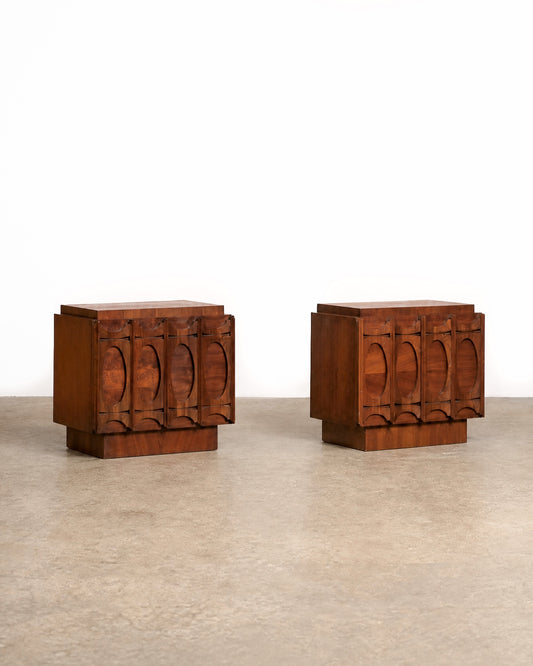 Tobago Brutalist Dark Walnut Nightstand Set