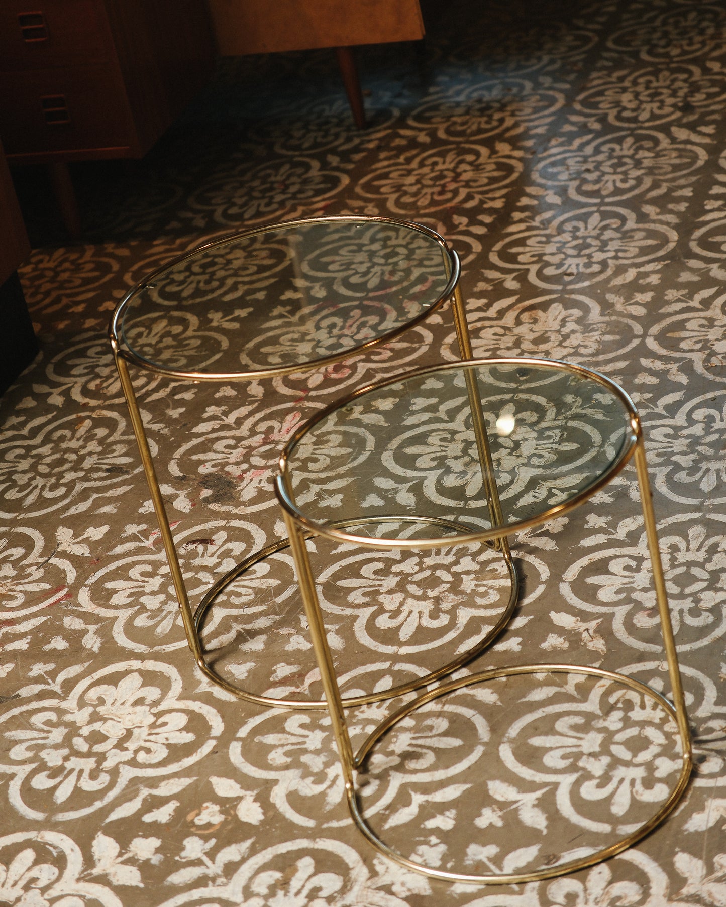 Vintage Glass Side Table Set
