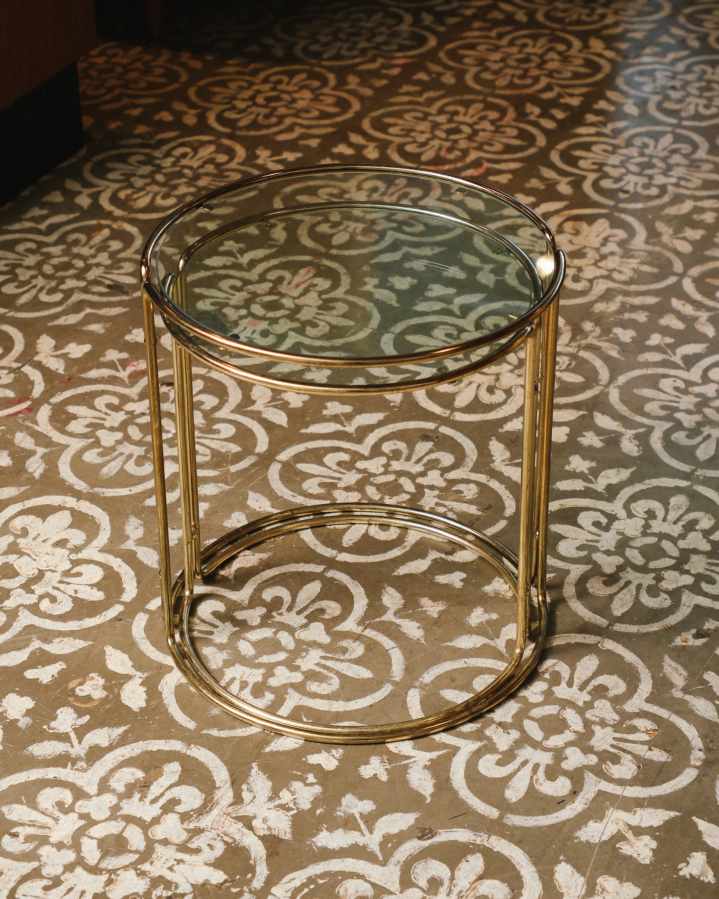 Vintage Glass Side Table Set