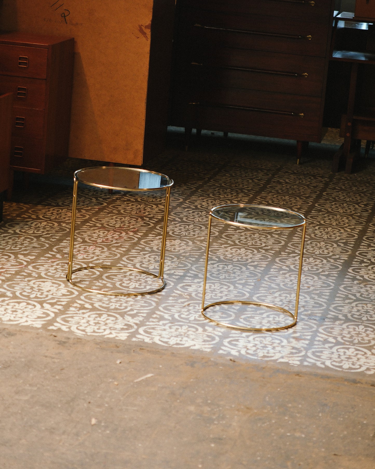 Vintage Glass Side Table Set
