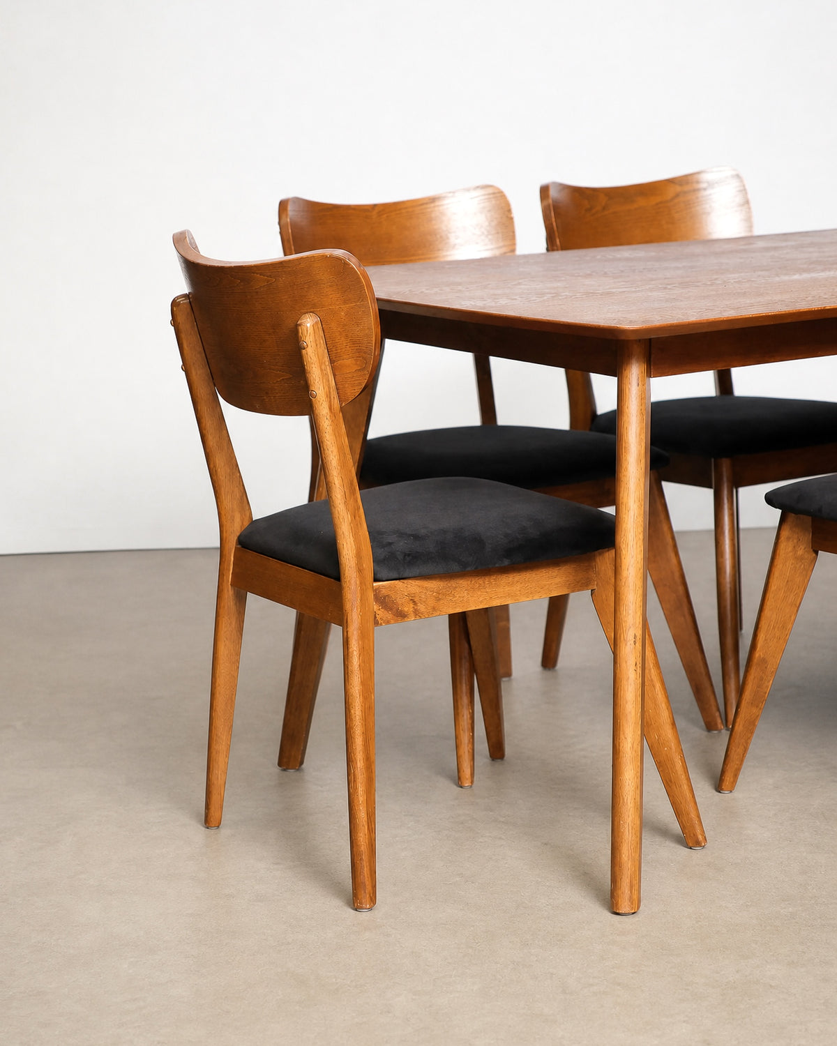 View of the table legs and apron construction.