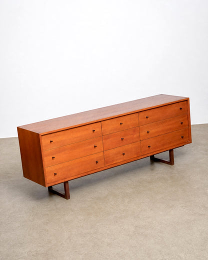 Vintage Teak 9-Drawer Dresser by RS Associates