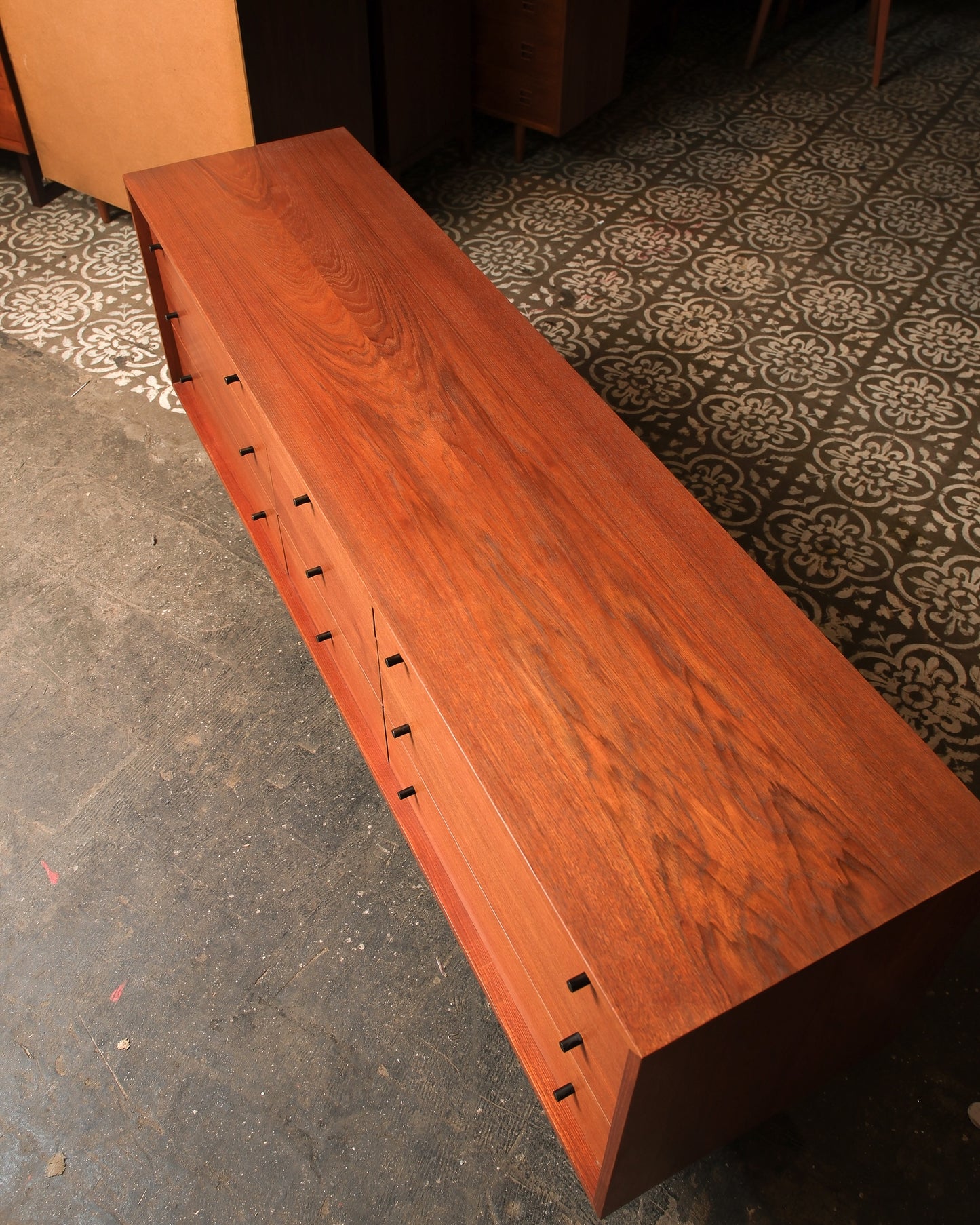 Vintage Teak 9-Drawer Dresser by RS Associates