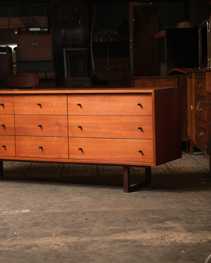 Vintage Teak 9-Drawer Dresser by RS Associates