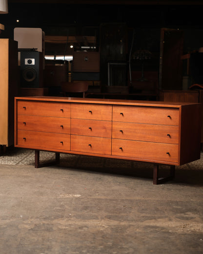 Vintage Teak 9-Drawer Dresser by RS Associates