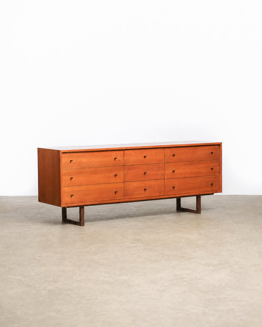 Vintage Teak 9-Drawer Dresser by RS Associates