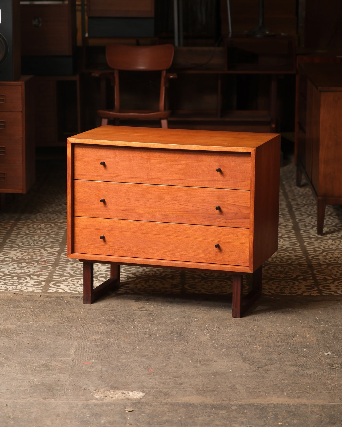 Vintage Teak Tallboy Dresser by RS Associates