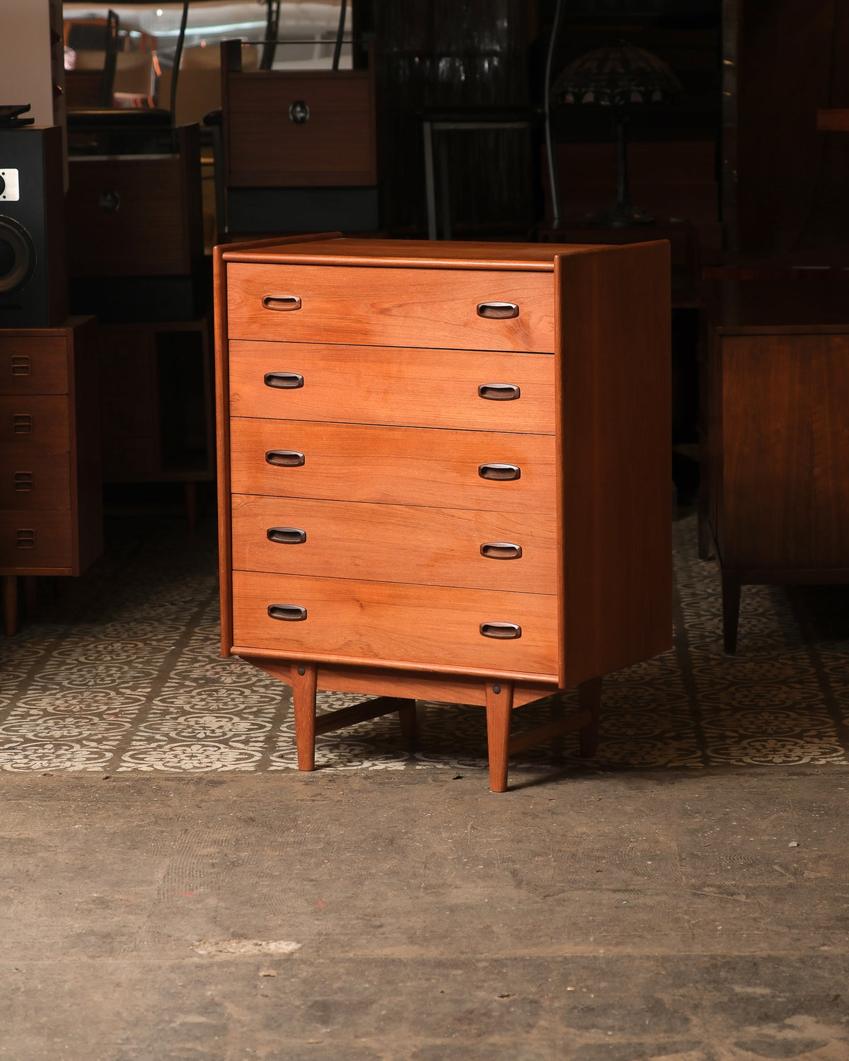 Vintage Teak Tallboy Dresser