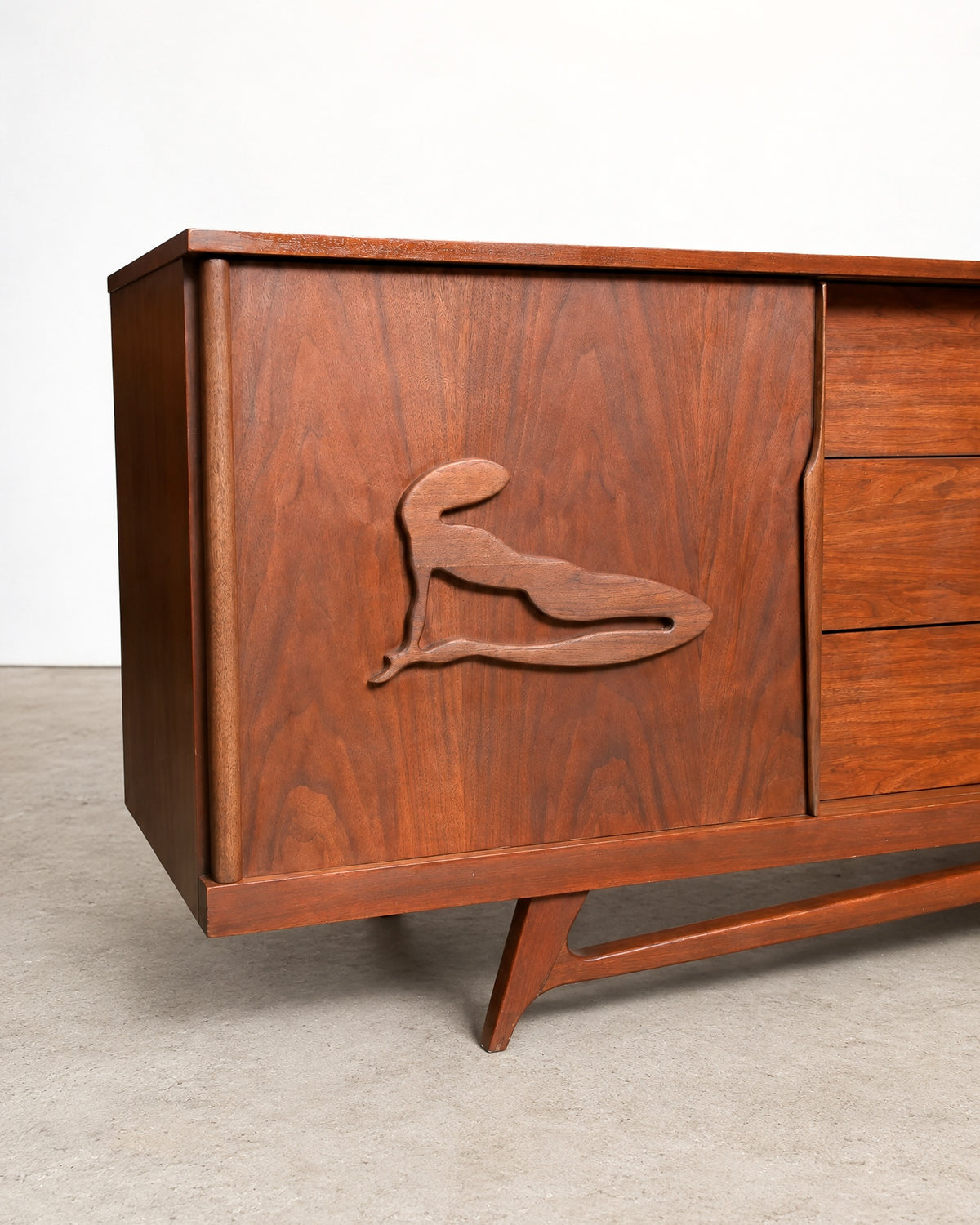 Full-length view of the sideboard in the showroom setting